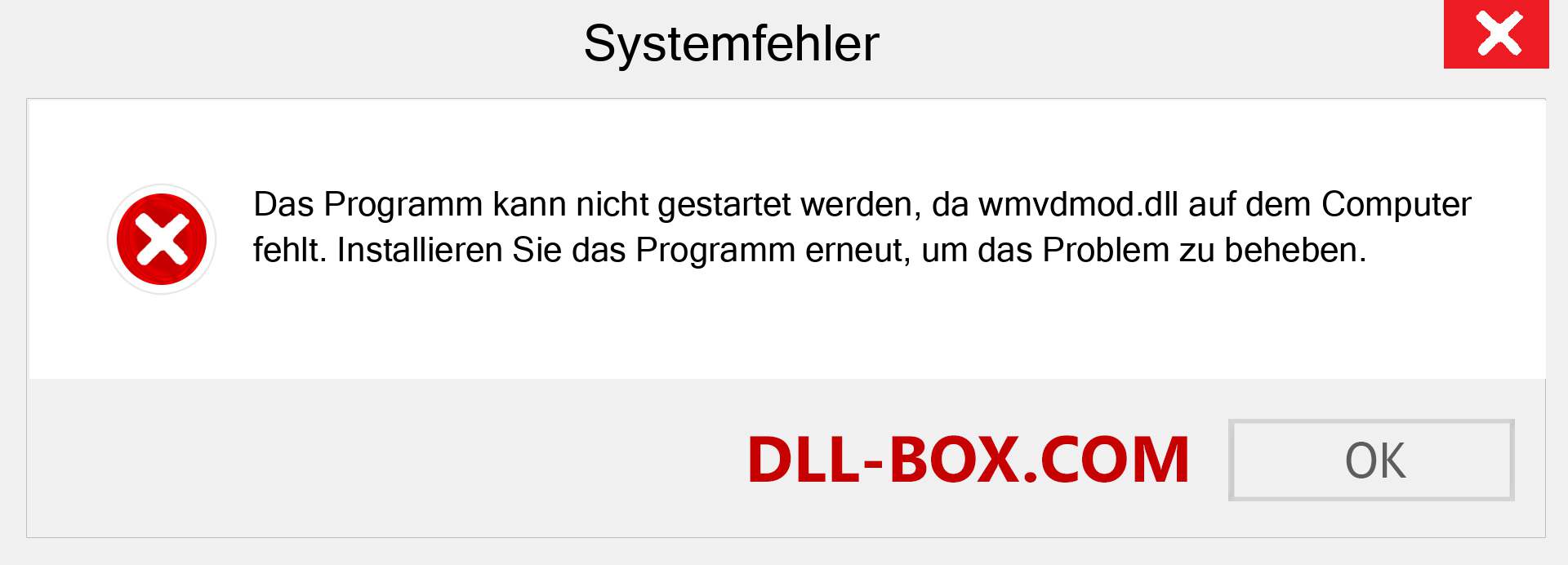 wmvdmod.dll-Datei fehlt?. Download für Windows 7, 8, 10 - Fix wmvdmod dll Missing Error unter Windows, Fotos, Bildern